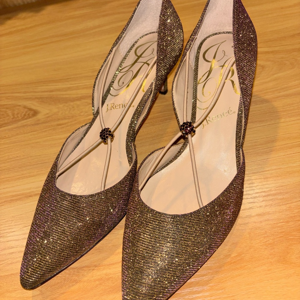 J.Renee Women's Iridescent Glitter Pumps - Gold